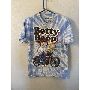 Betty Boop Tie Dye Boop Oop Doop Blue Short Sleeve Shirt Biker Men's‎ M